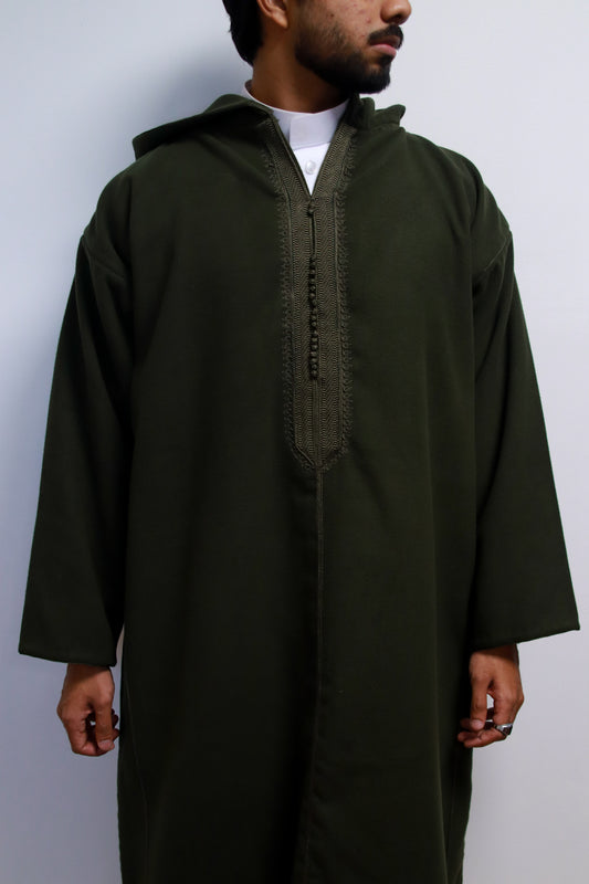 Premium Olive Green Winter Djellaba