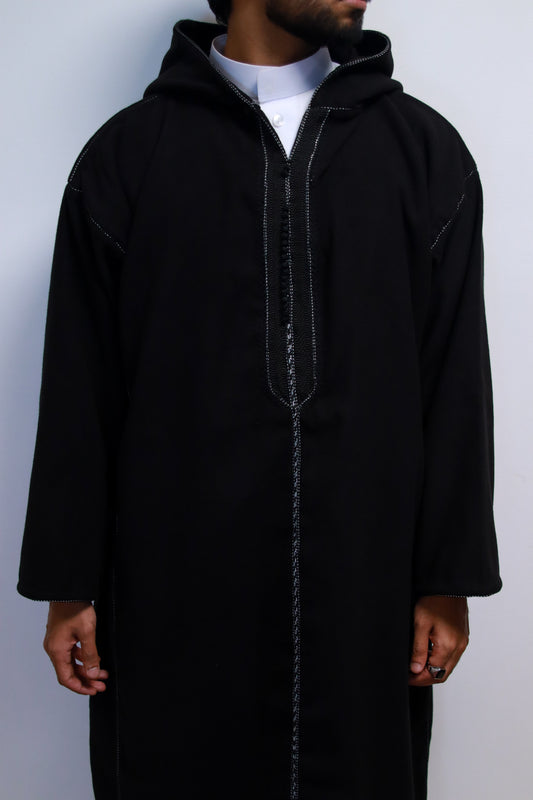 Premium Midnight Black Winter Djellaba
