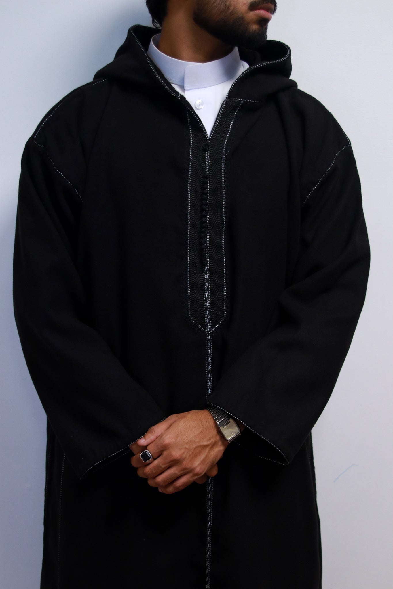 Premium Midnight Black Winter Djellaba